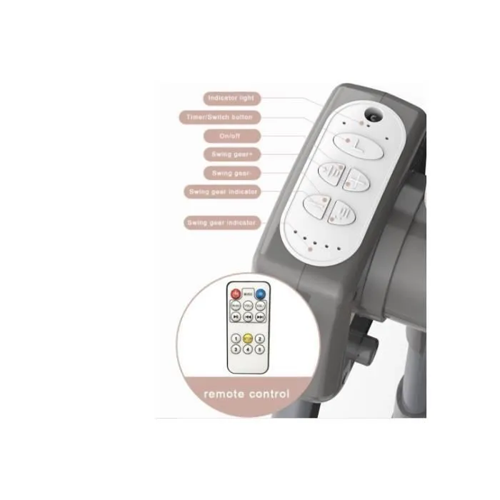 Berceau électrique multifonctionnel pour bébé, lit-balançoire 3 en 1, de voyage, avec lit de chevet respirant, de bonne qualité gris-2
