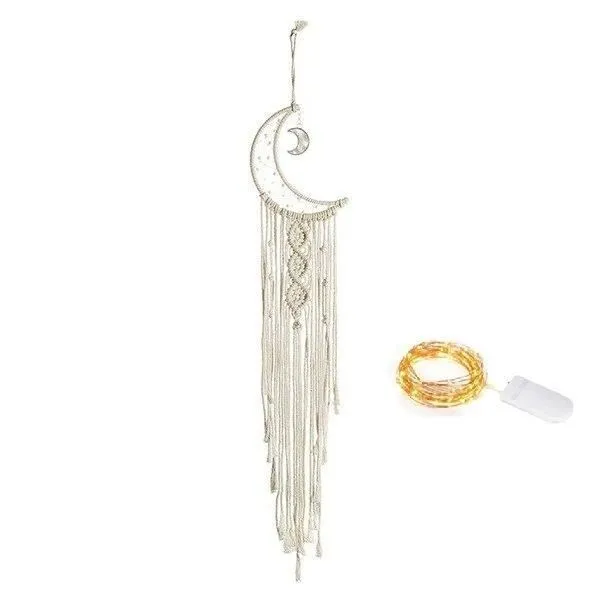 Attrape-Rêve - Macramé - Double Lune - LED - 96 cm - Capteur de rêves-0