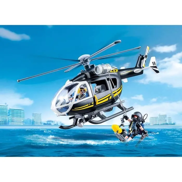 PLAYMOBIL - City Action - Hélicoptère et policiers d'élite - 48 pièces - Mixte - A partir de 5 ans-1