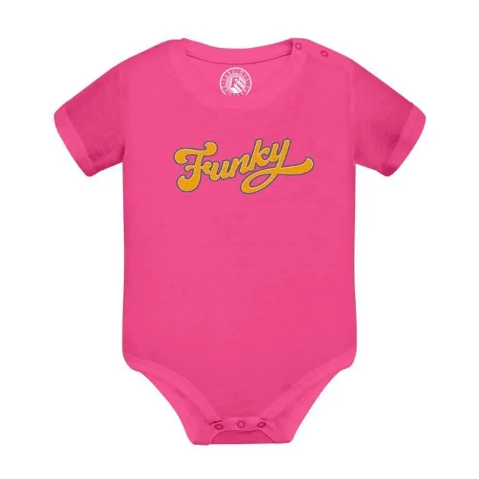 Body Bébé Manche Courte Rose Funky 70's Vintage Retro Style Musique Funk-0