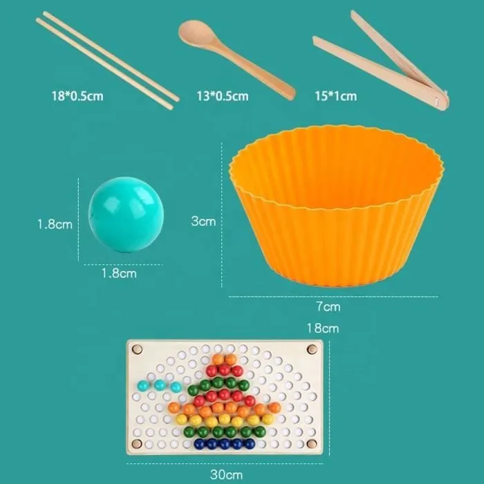 MARAYAN, Montessori, Jeu de motricité Fine en Bois, Jeux perles enfant 3 4 5 ans, Colorino arc en ciel,Jeu éducatif Cadeau fille-1