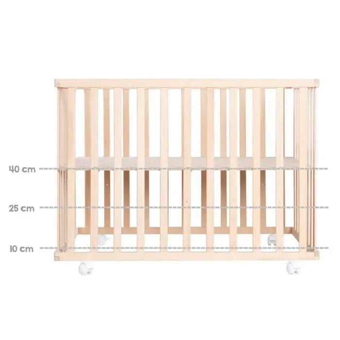 ROBA Parc Bébé 100 x 100 cm Mobile en Bois Massif Bio + Tour de Parc Gris Étoilé - Hauteur Réglable - Naturel-5