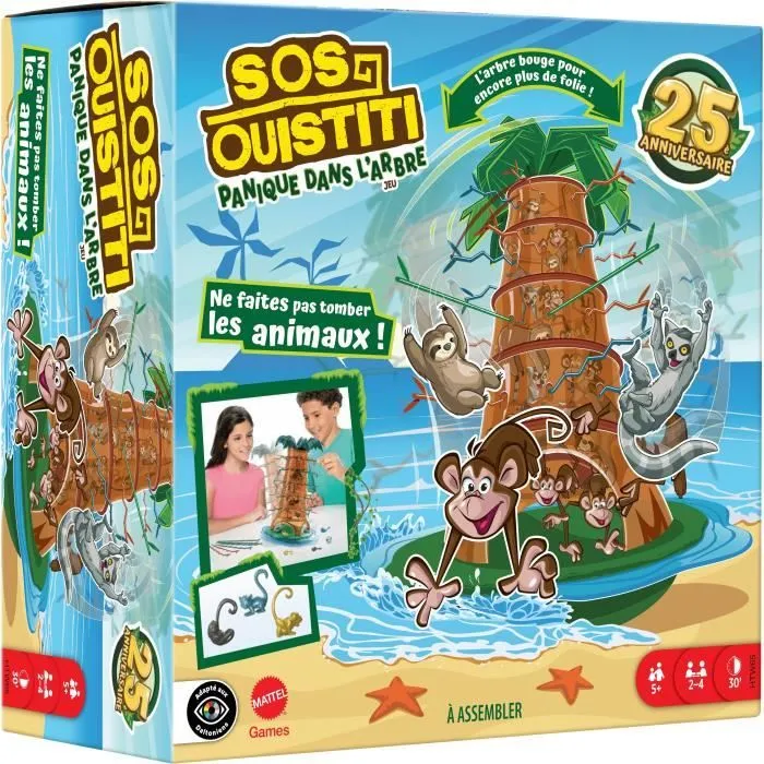 SOS Ouistiti : Panique dans l’arbre-Jeu de société familial HTW65 Mattel Games-0
