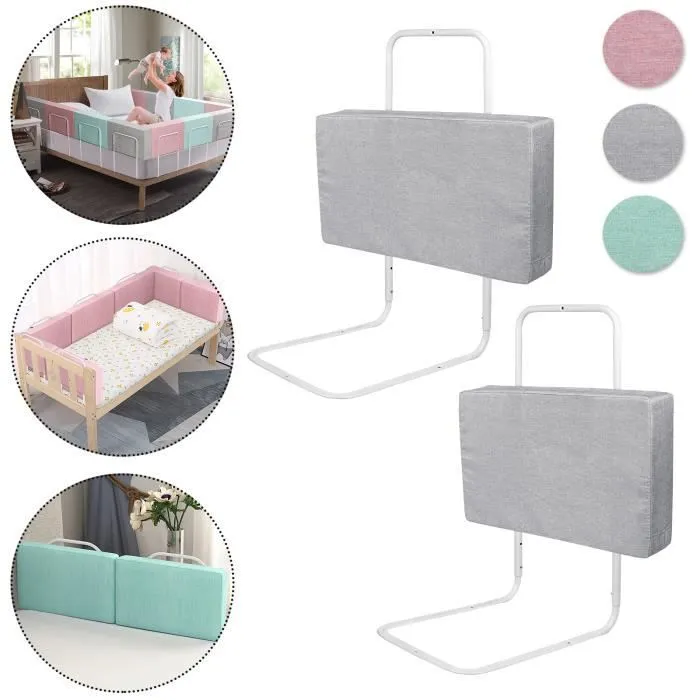 LZQ Barrière de lit Bébé Barrière Protection Lit Enfant, Protection contre les chutes, Hauteur réglable, 60 cm Gris-0