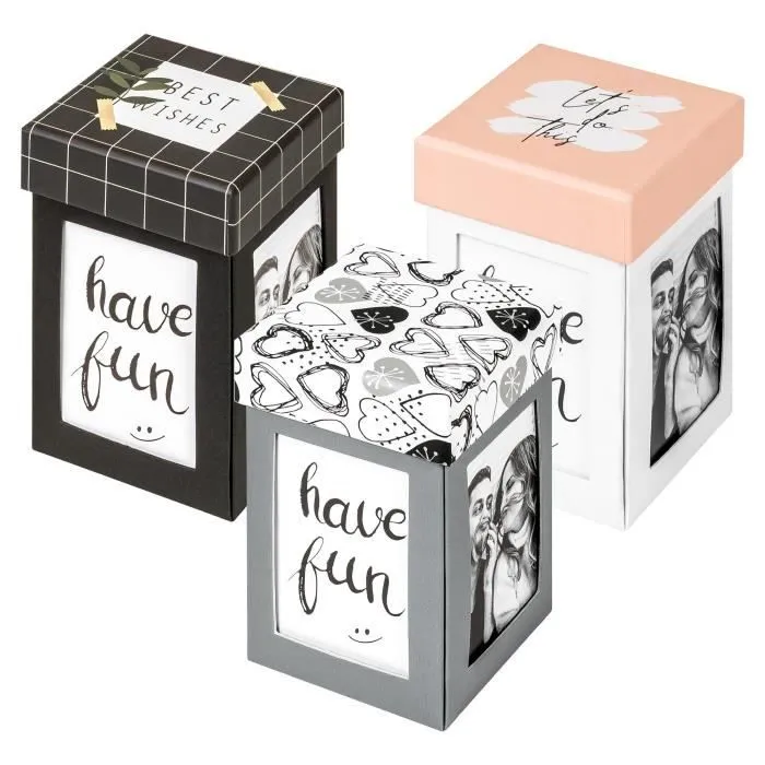 Boîte cadeau photo - Surprise - 8,8 x 13,8 cm - Noir - Design moderne - Pour adultes-1