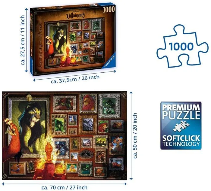 Puzzle 1000 pièces Scar - Collection Disney Villainous - Ravensburger - Dessins animés et BD - Adulte-3