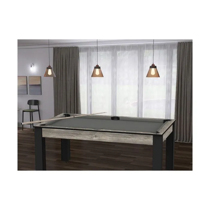 Billard Floride convertible en table à manger - 6 personnes - Coloris industriel tapis gris-3