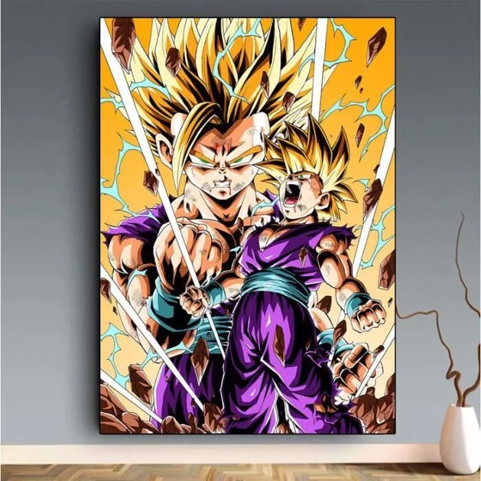 Toile Sangohan 50x70cm - Chambre Bébé Garcon Fille - Affiche Décorative Poster Décoration Maison- Dragon Ball-0