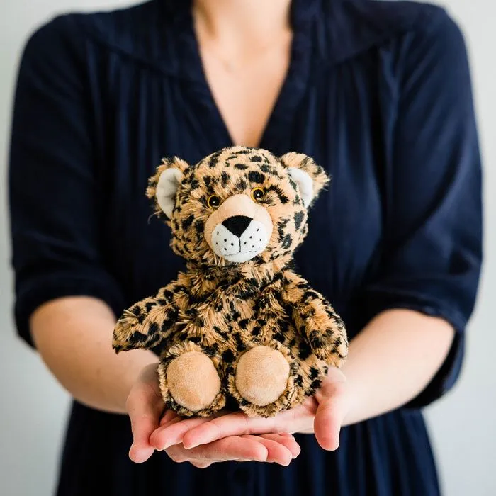 Bouillotte chauffante micro-ondes à graines avec housse peluche - Léopard marron - Warmies-2