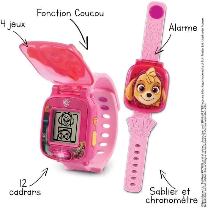 Montre-Jeu Interactive de Stella - VTECH - Pat'Patrouille - Ecran animé - 4 jeux - 12 cadrans - Rose-4