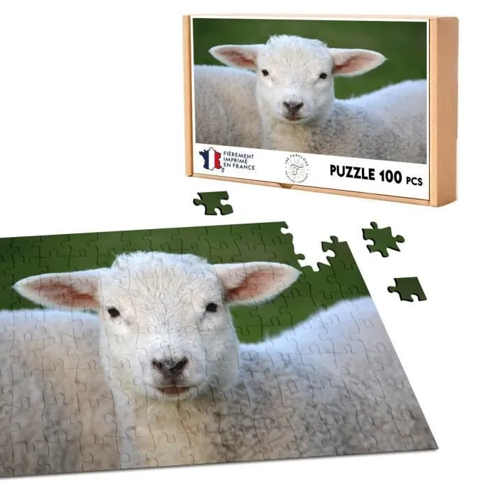 Puzzle Classique 100 pièces Agneau Bebe Mouton Super Mignon Prairie Animal-0