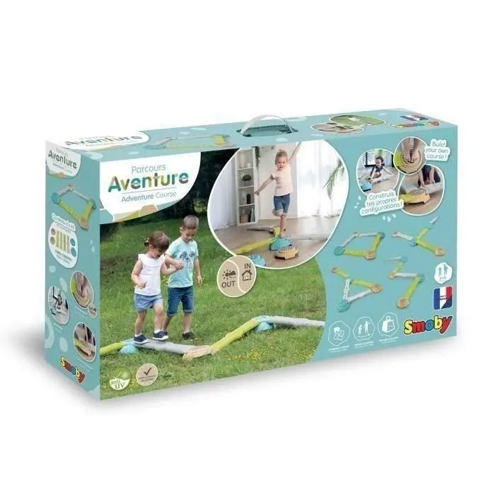 Smoby - Parcours de motricité Aventure - 4 plots + 4 planches - Equilibre, coordination, éveil, sensoriel - Fabriqué en France-2