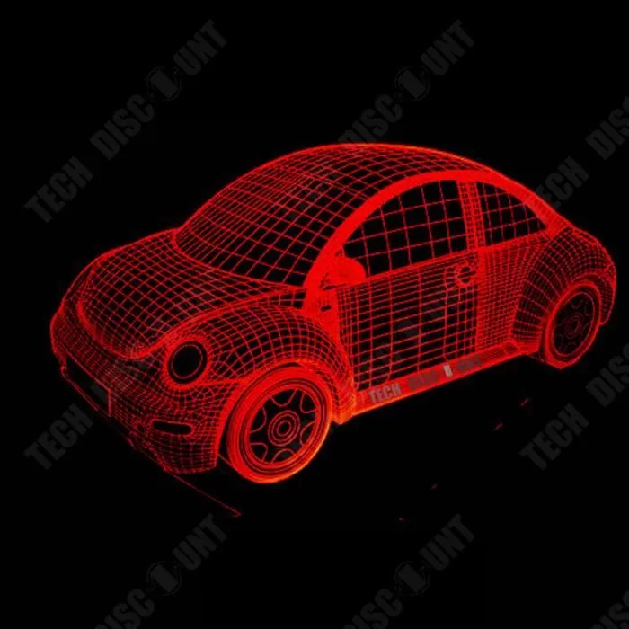 TD® Veilleuse 3D de bureau Commande tactile Sept couleurs réglables Extérieur de la voiture Lumière d'illusion-0