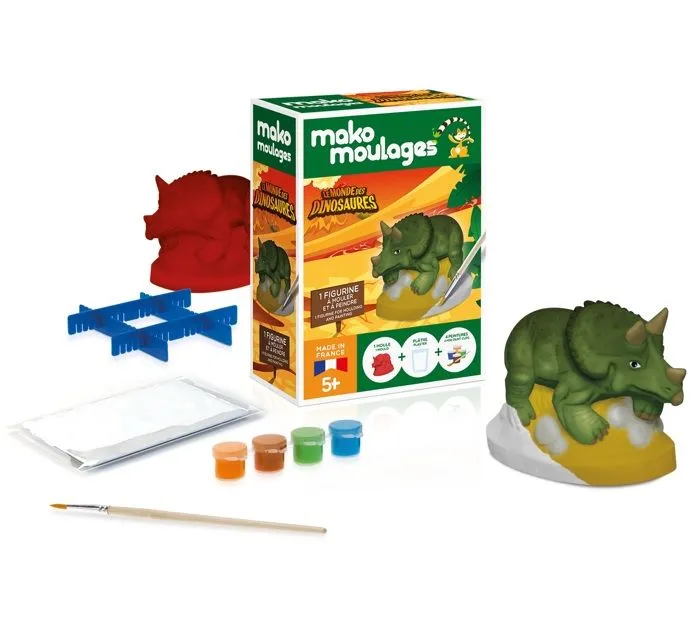 Kit de moulage en plâtre Tricératops - MAKO MOULAGES - Pour enfant à partir de 5 ans - Marron-0