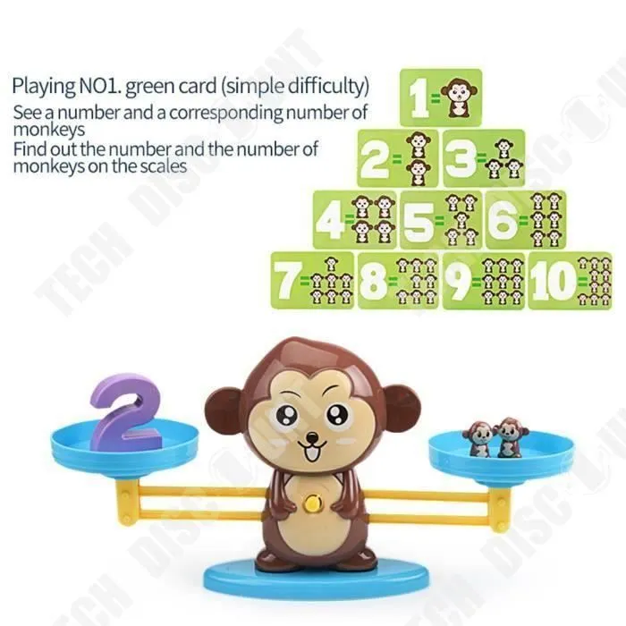 TD® Jeu d'apprentissage enfants / Balance Singe pour apprentissage Chiffres / Poids Enfant Intelligence Jouets / Jeux Éducatifs-2
