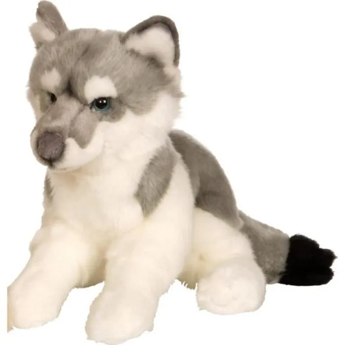 Peluche GIPSY Loup Allongé 30 cm Gris - Mixte - Dès la naissance - Livré à l'unité-0