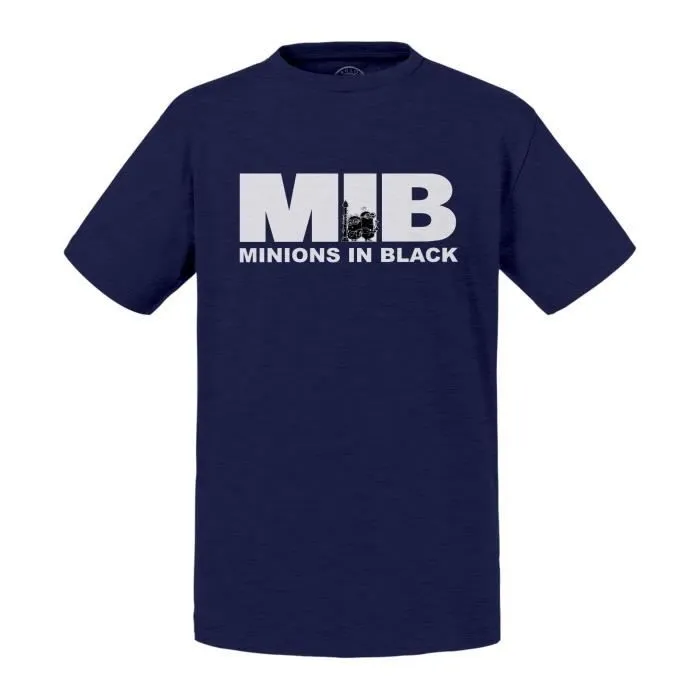 T-shirt Enfant Bleu MIB Minions in Black Parodie Film Anime-0