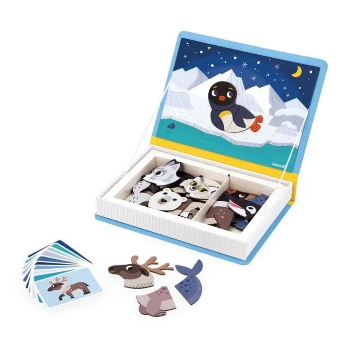 Jeu Educatif Magnétique - JANOD - Magnéti'Book Animaux Polaires - 30 Aimants - 10 Modèles - Dès 3 Ans-1