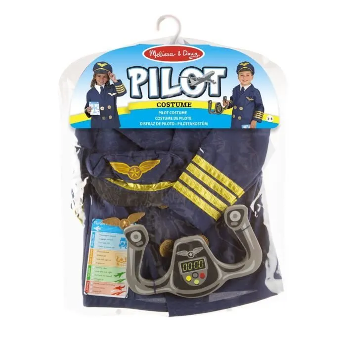 Costume de Pilote - MELISSA & DOUG - Levier de commande - Veste avec plastron - Bleu-3