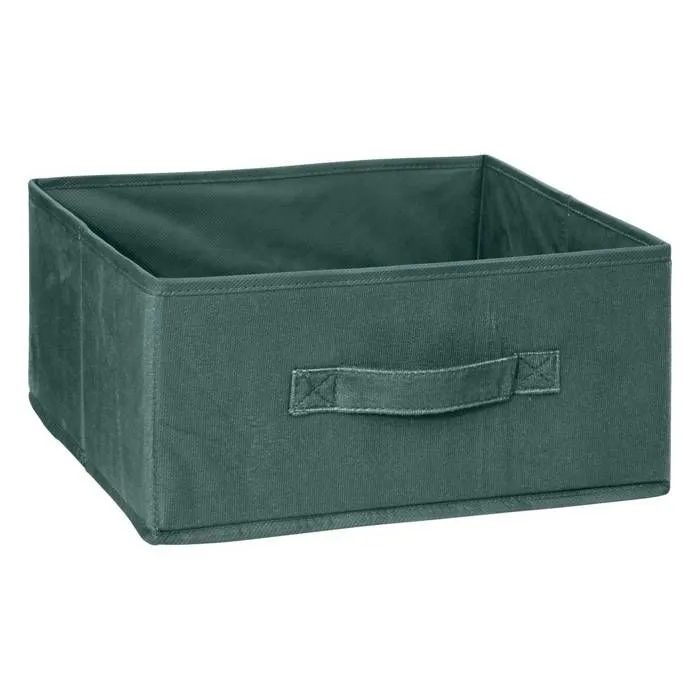Boîte de Rangement en Velours Vert Kaki - FIVE - 31 x 31 x 15 cm - Polypropylène et Polyester-0