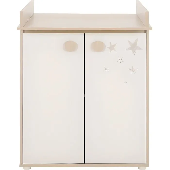 GAMI Simon Commode 2 portes + plan à langer pin blanchi-0
