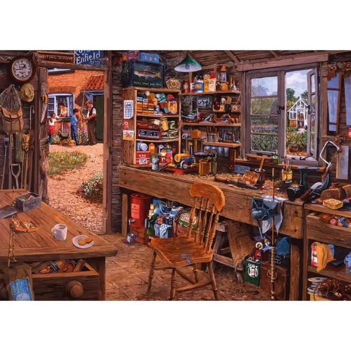 Puzzle 1000 pièces Ravensburger - L'atelier de Papy aille - Dimensions 70x50 cm - Age minimum 12 ans-0