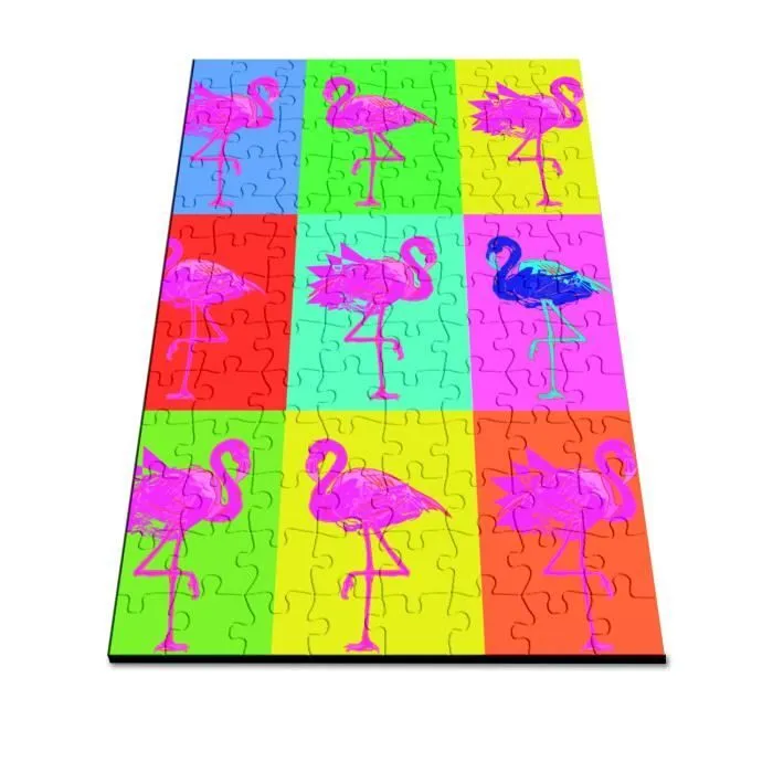 Puzzle Classique - FABULOUS - Mosaïque de Flamants Roses Pop Art - 100 Pièces - Intérieur - Adulte - Mixte-2