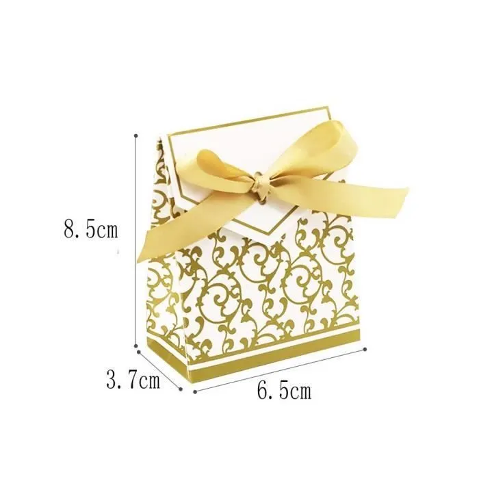 Boîte cadeau - JZK - 50 x Or - Durable en papier - Pour mariage et anniversaires - 6.7x3.7x8.5 cm-1