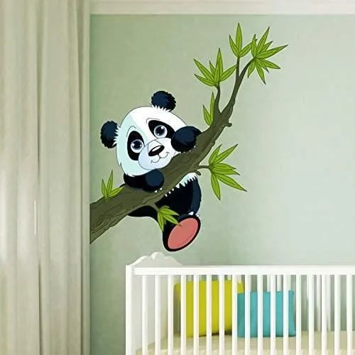 Ambiance Sticker Stickers adhésifs Enfants - Sticker Autocollant Panda heureux sur une branche - Décoration murale-2