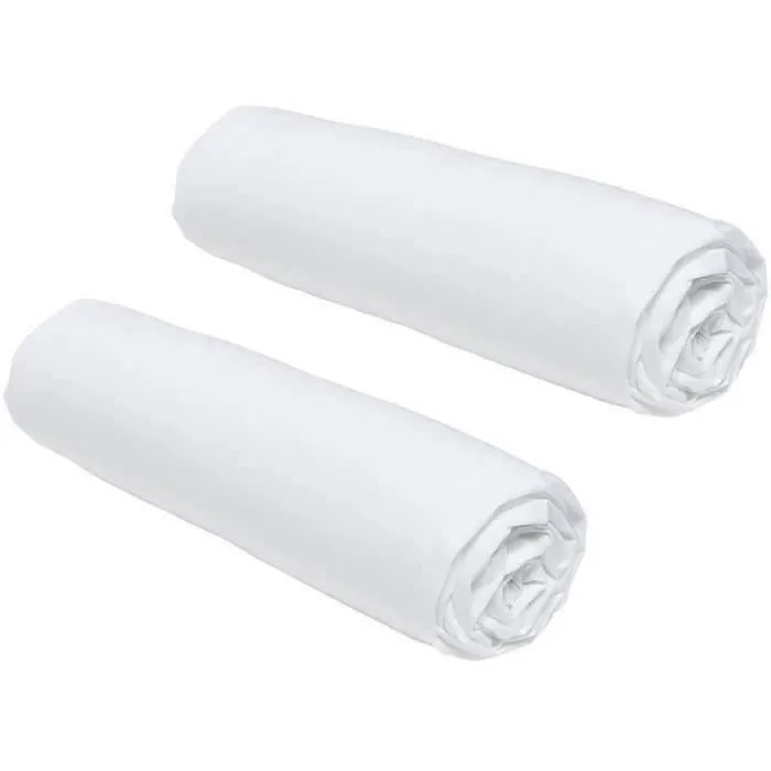Lot de 2 draps housses TODAY Essential - 90 x 190 cm - 1 personne - 100% Coton - Craie-0