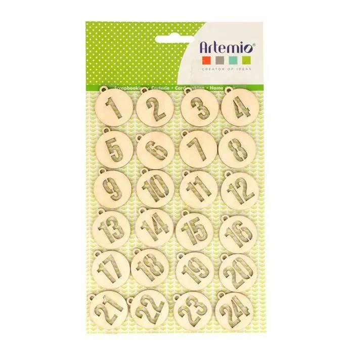 Chiffres ronds en bois calendrier de l'Avent-0