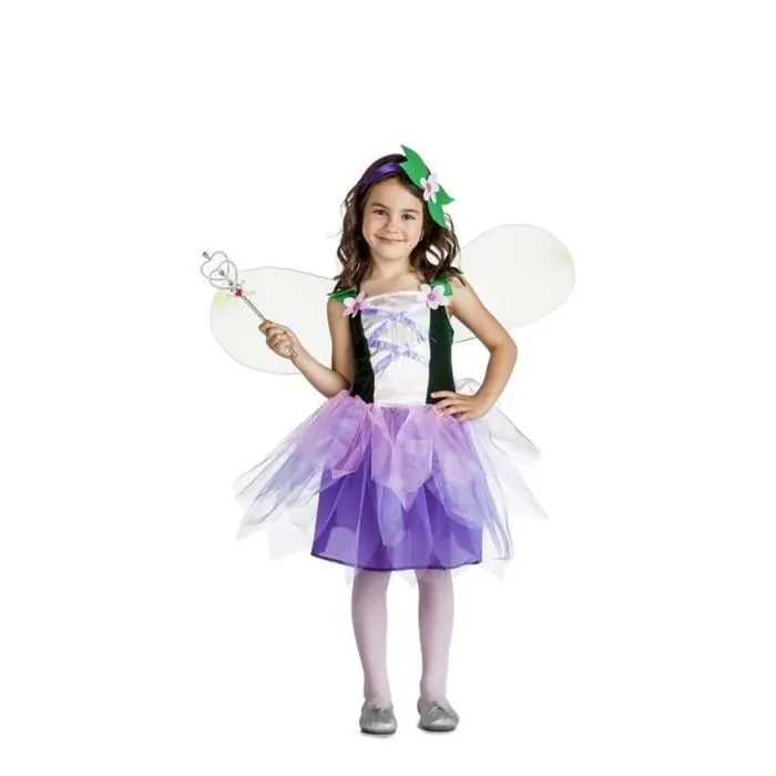 Déguisement de fée de fleur - Multicolore - Violet - Robe, bandeau, ailes - Pour fille à partir de 3 ans-0