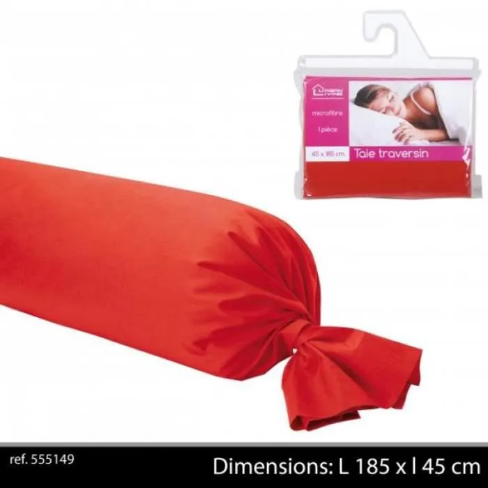 Taie Traversin 45 x 185 ROUGE Uni POLYESTER - taie traversin 2 personnes rouge-0