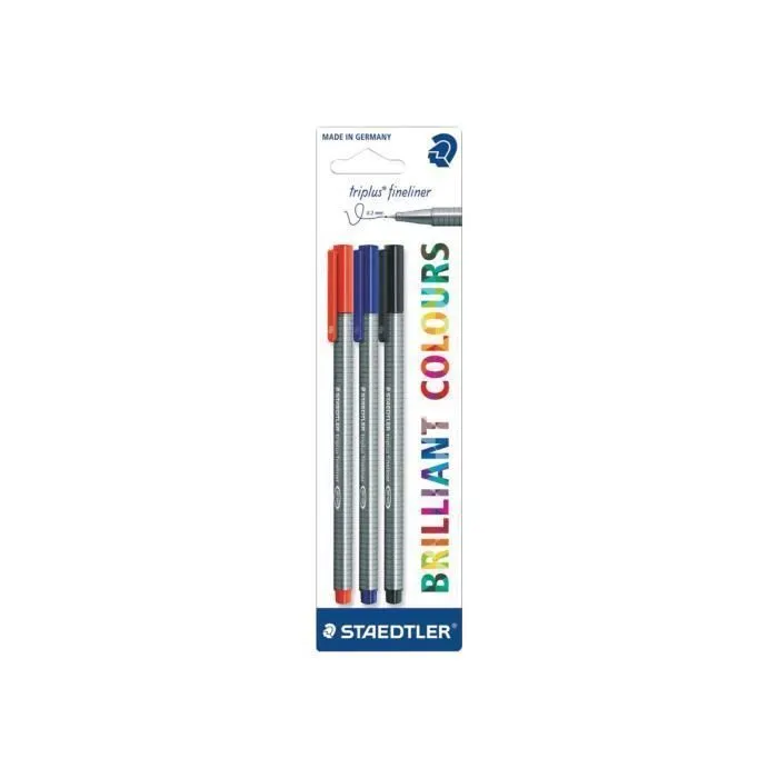 STAEDTLER triplus 334 Feutre fin non permanent couleurs assorties encre à l'eau 0.3 mm très fin pack de 3-0