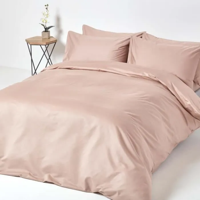 Drap housse 90x190 cm Bonnet 30 cm et jupe élastique 100% satin de coton égyptien 1000 fils Coloris Beige taupe-2