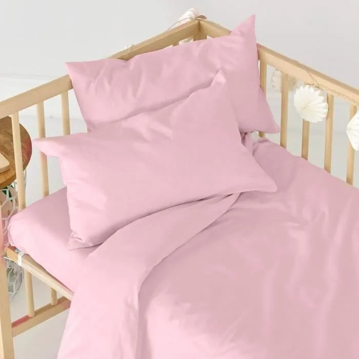 Drap-housse - BASIC - 70x140 - Rose pâle - Coton naturel - Lavable en machine-1