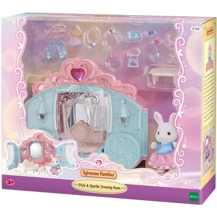 Coffret de Jeu - SYLVANIAN FAMILIES - Dressing de Princesse - Carrosse et Fille Lapin Neige-1