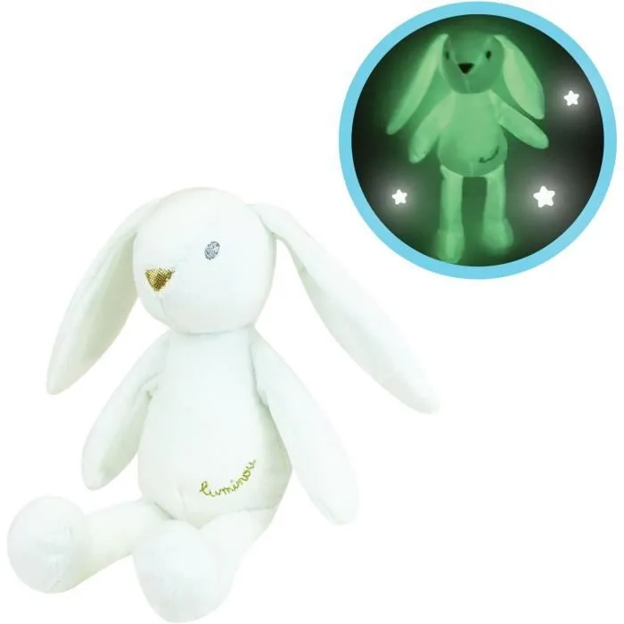 JEMINI Luminou Lapin blanc Peluche lumineuse naturelle fonctionne sans pile+/- 20 cm-0
