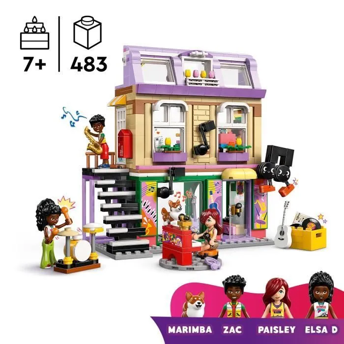 LEGO Friends 42653 Le Magasin de Musique et l’Appartement - Jeu pour Fille dès 7 Ans-1