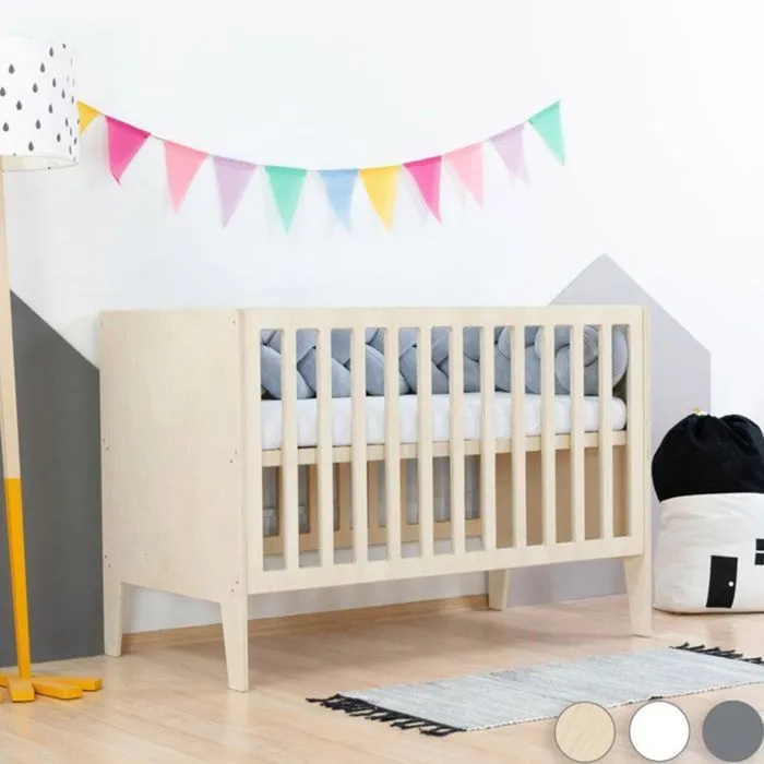 Lit évolutif bébé à barreaux blanc 60 x 120 cm-0