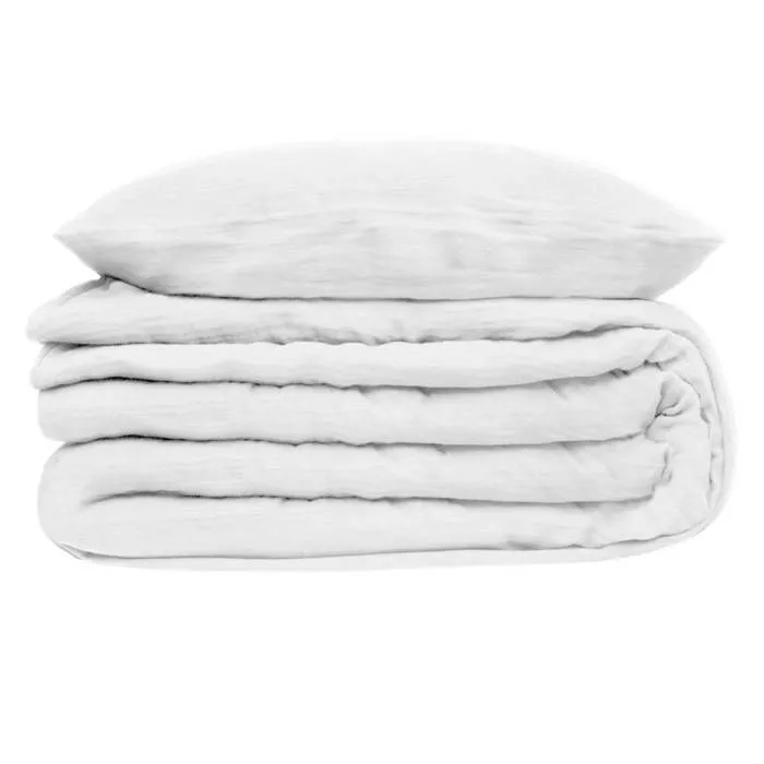 Housse de couette et taies - Blanc - 220x240cm - 100% coton - Tendance - Élégante-0
