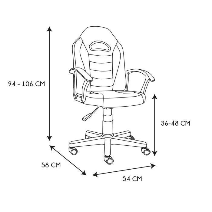 Chaise de Bureau "Racer Gamer" 94-106cm Noir-5