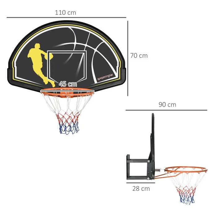 SPORTNOW - Panier de Basketball - PE - 70x110x90cm - Noir-3