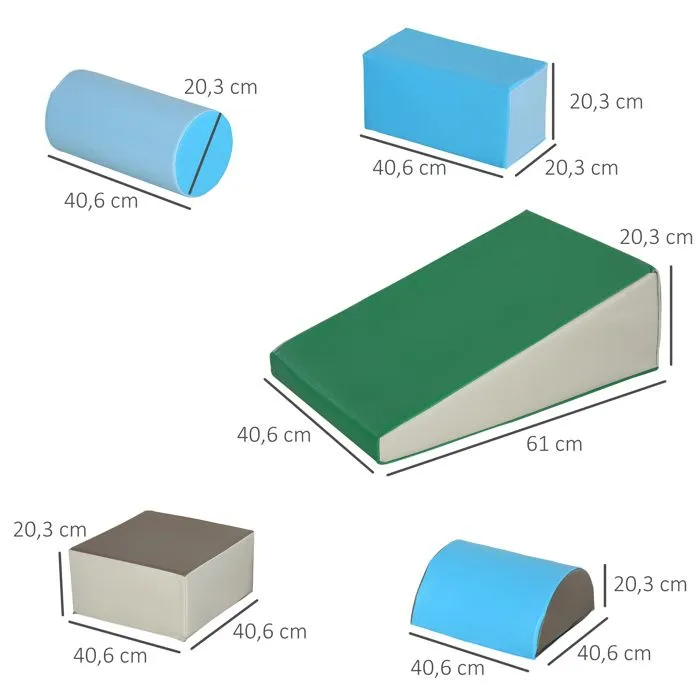 5PCS Module motricité bébé HOMCOM parcours motricité bébé en mousse EPE pour enfants d'âge préscolaire, multicolore-3