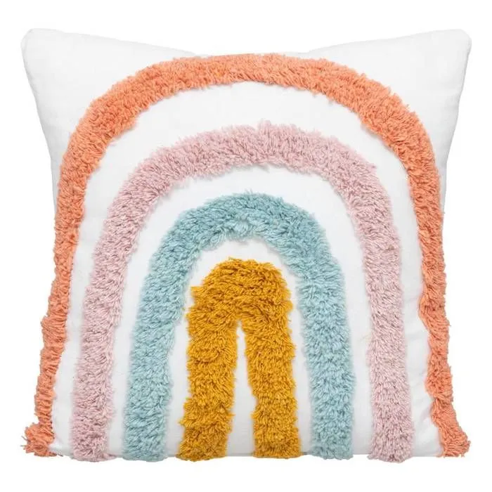 Coussin enfant "Arc - en - ciel" - coton - 40x40 cm - Multicolore - Atmosphera createur d'interieur-0