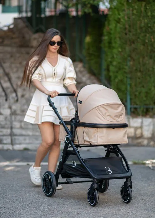 BEBELISSIMO - Poussette combinée trio 3 en 1 - siège auto 0m – landau  – dès la naissance – jusqu’à 22kg – Nicea - Beige-4