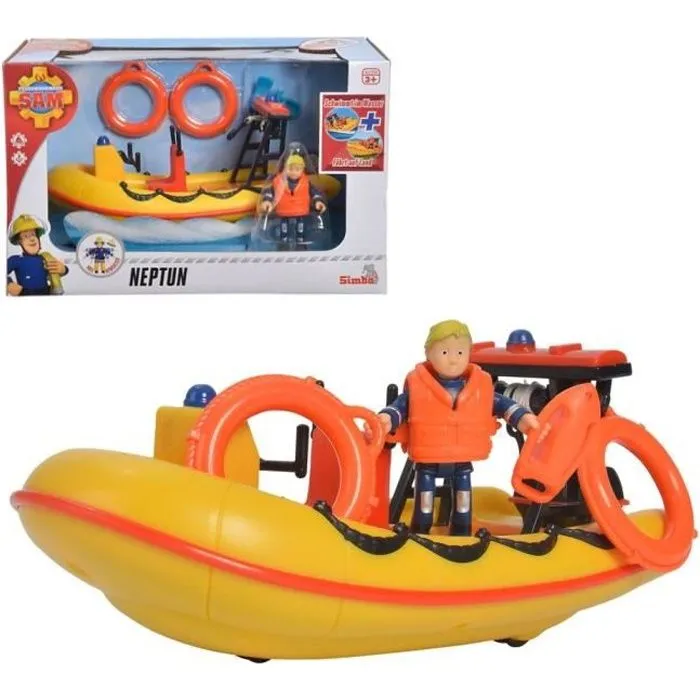 Véhicule - Sam Le Pompier - Neptune - Bateau de sauvetage - Figurine Penny - 3 ans et plus-0
