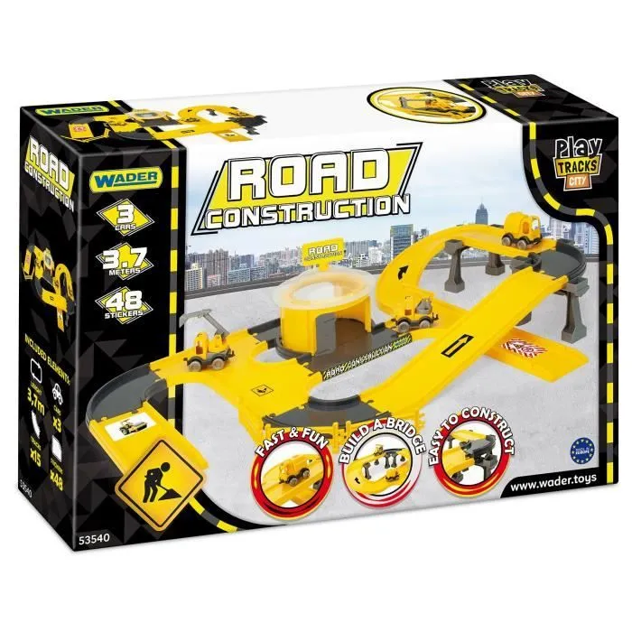 Wader Set de Construction 53540 Kid Cars Play Tracks City Road-1