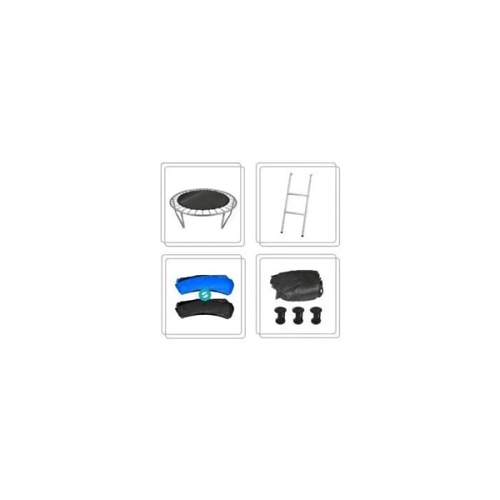 Trampoline extérieur Classique Play4Fun 8Ft - ø244cm - Avec Housse de coussin réversible Bleu - Noir, Echelle, Filet de sécurité,-3