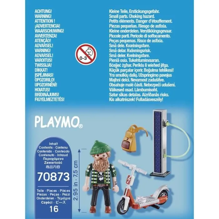 PLAYMOBIL - 70873 - Hipster avec trotinette électrique - Bleu - 16 pièces - Malte - 4 ans et plus-3